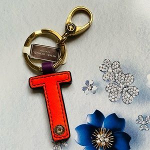 NEW! Henri Bendel “T” Initial Leather Keychain